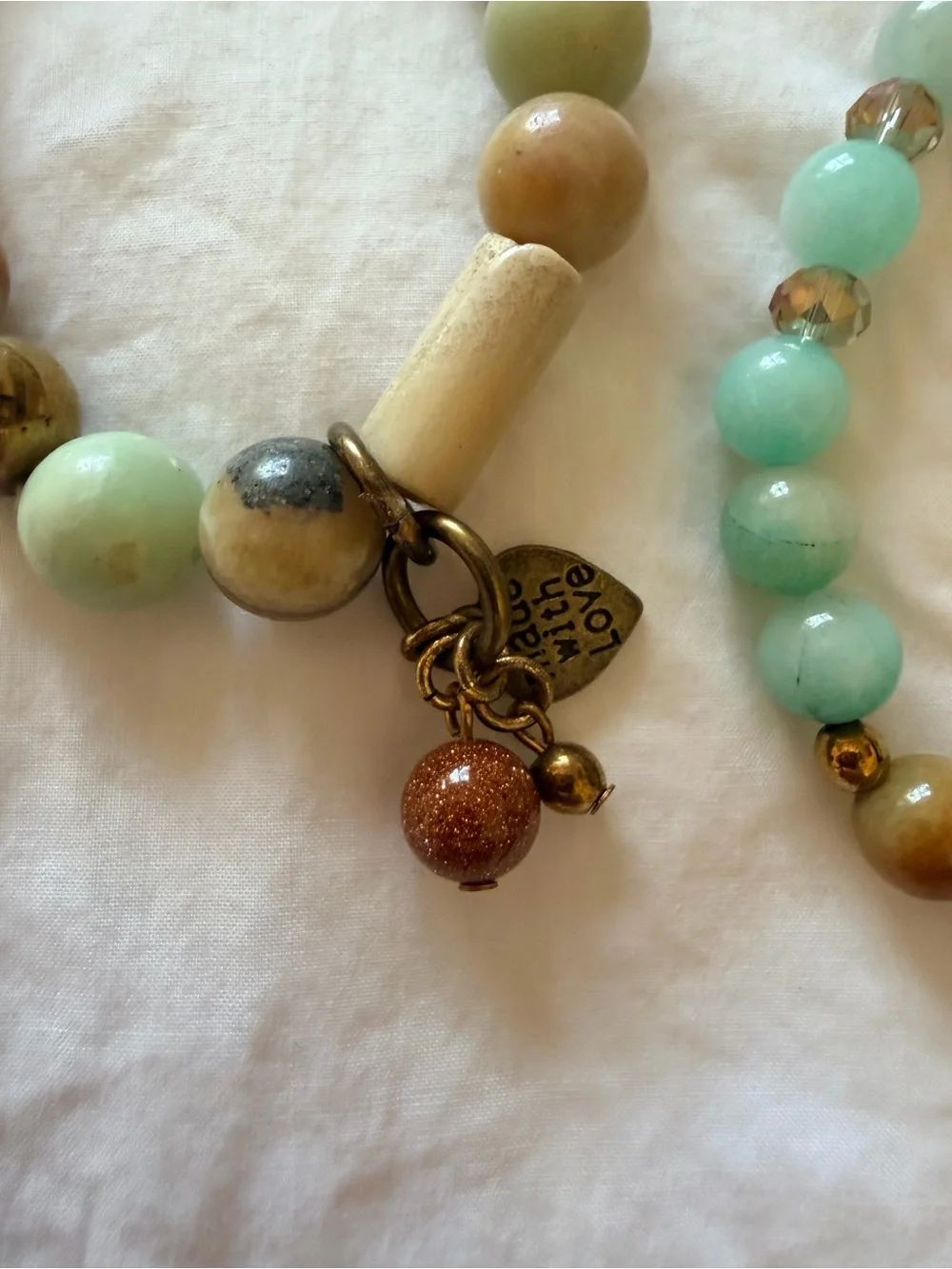 Jasper, quartz, died agathe and pyrite stretch bracelet Set of 2, OOAK